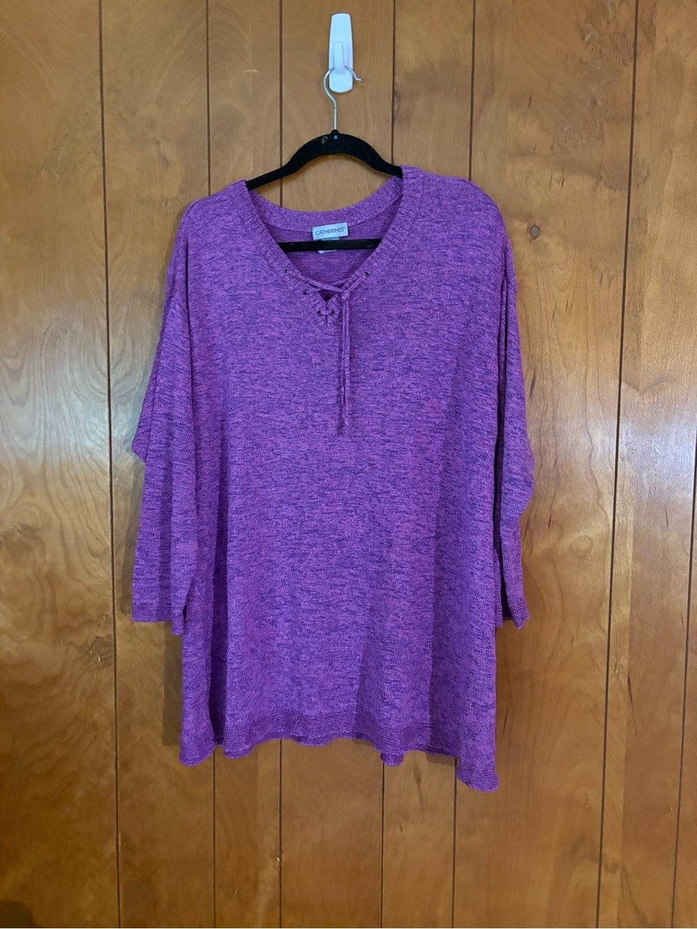 Catherines Purple Heather Lace-Up V-Neck Tunic